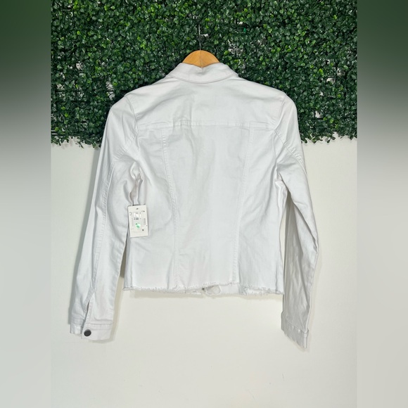 Kut from the Kloth Kara Fray Hem White Denim Jacket Size Small NWT - Picture 6 of 12
